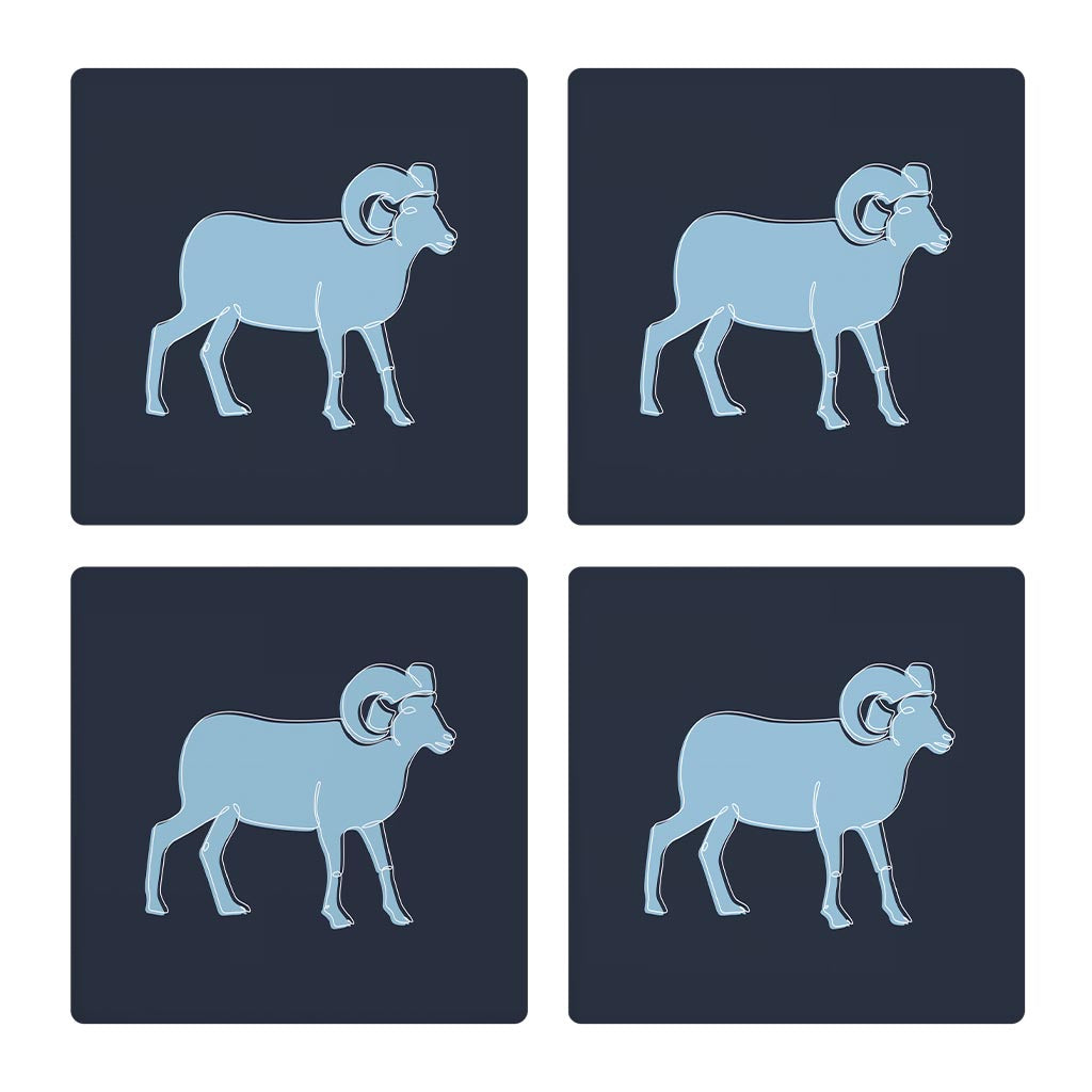 Blue Shades North Carolina Ram Line Drawing | Absorbent Coasters | Set of 4 | Min 2