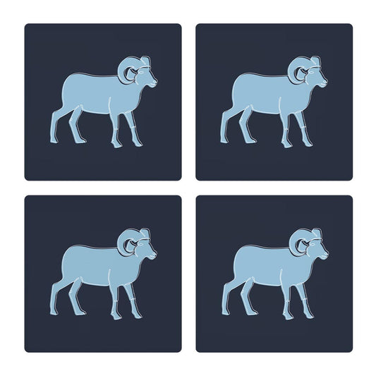 Blue Shades North Carolina Ram Line Drawing | Absorbent Coasters | Set of 4 | Min 2