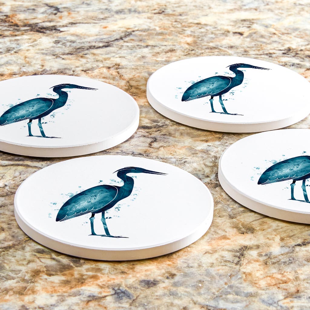 New England Water Color Heron | Absorbent Coasters | Set of 4 | Min 2