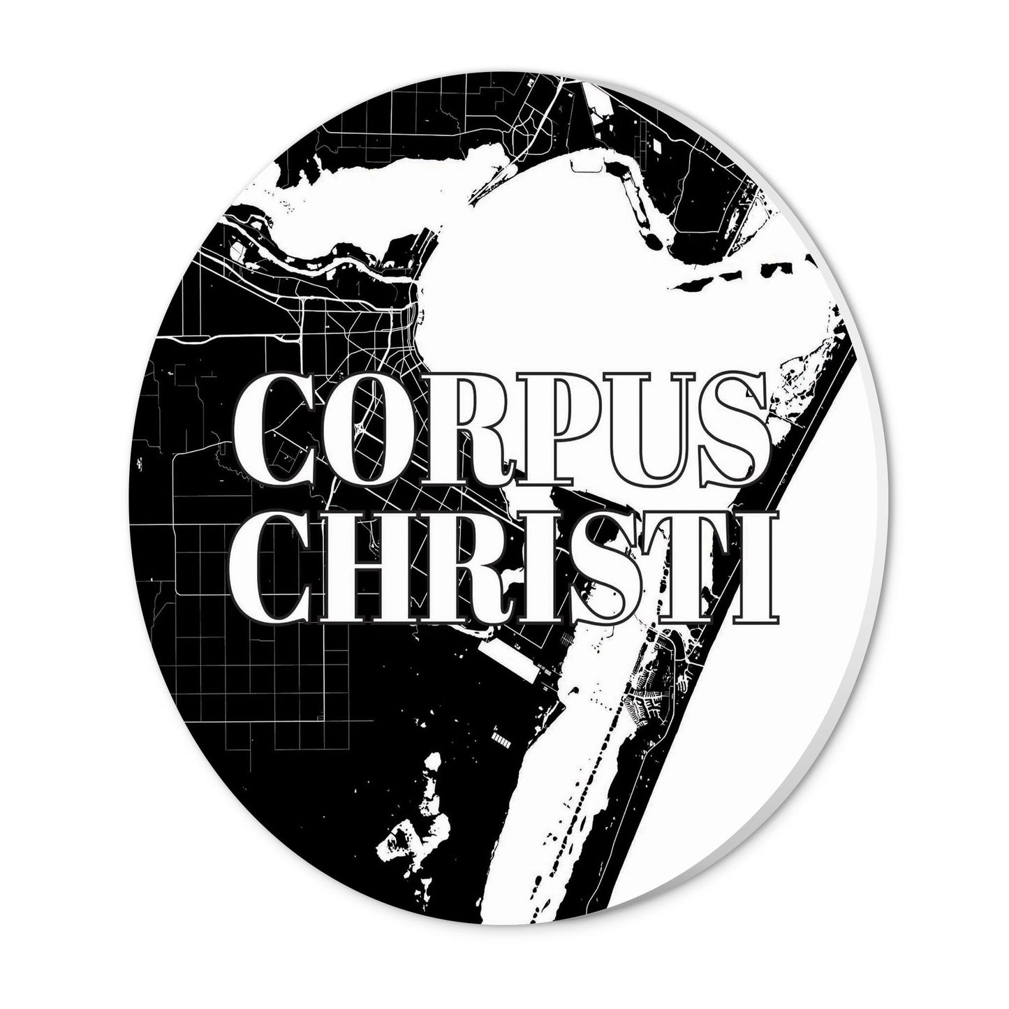 Minimalistic B&W Texas Corpus Christi Map | Wood Sign | Eaches | Min 1