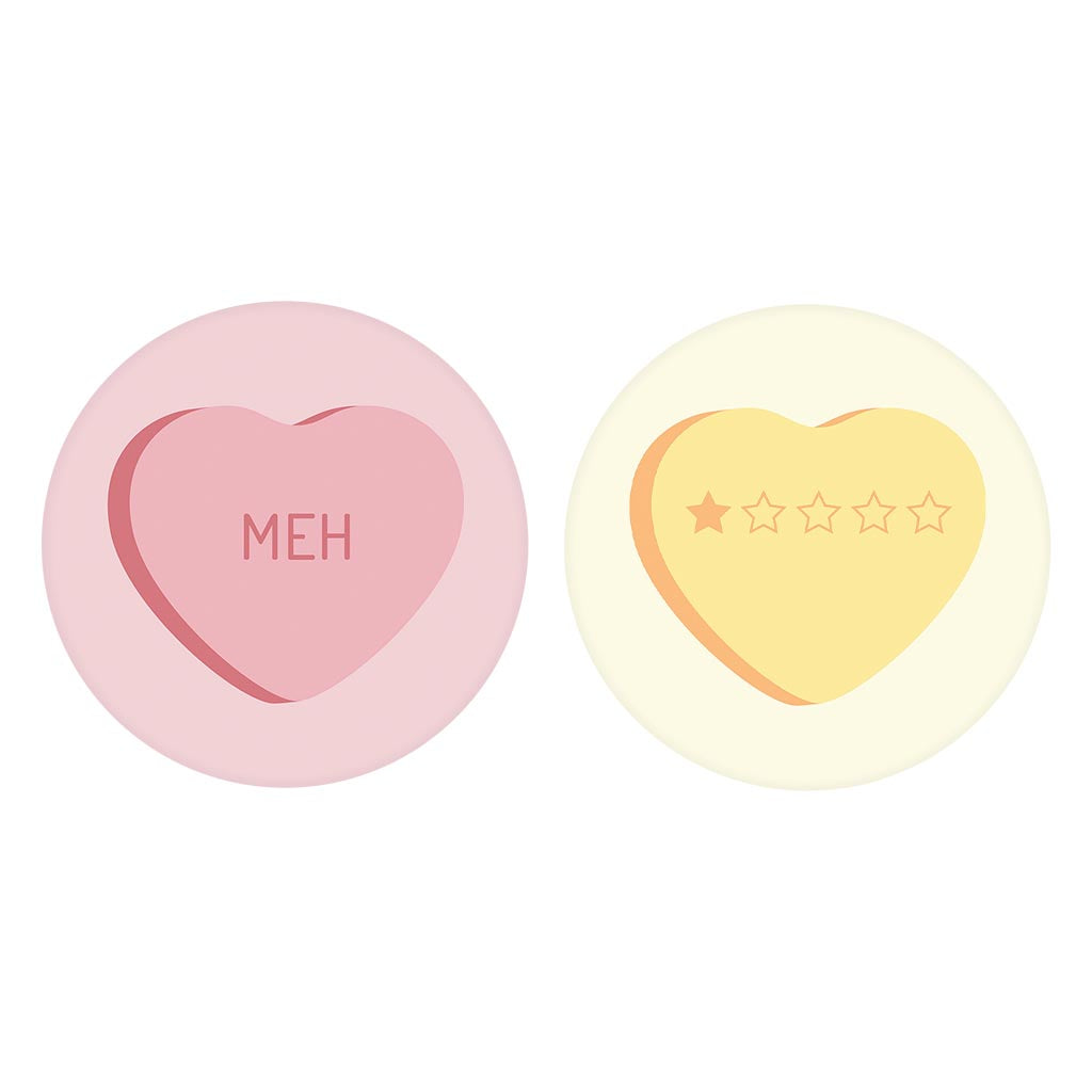 Funny Message Hearts Meh 1 Star| Absorbent Car Coasters | Set of 2 | Min 4