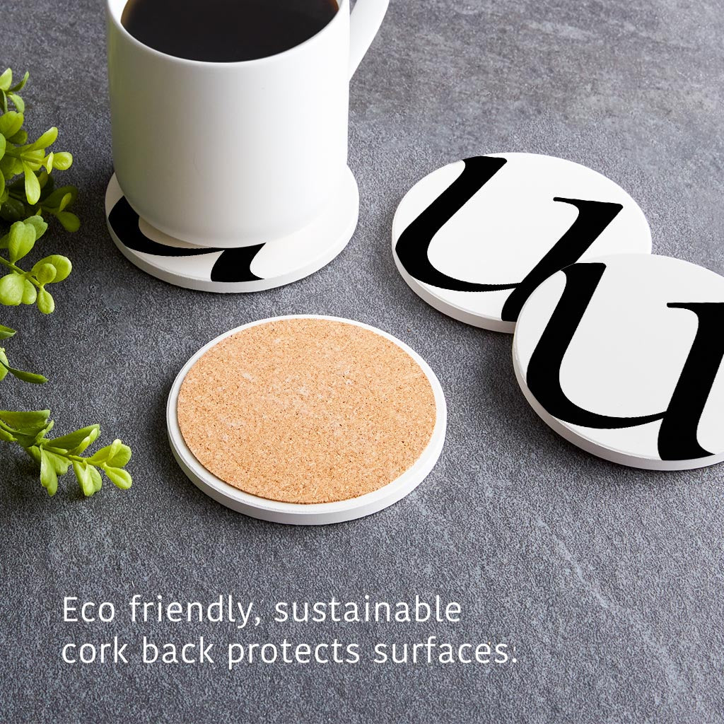 Minimalist Monogram U Circle | Absorbent Coasters | Set of 4 | Min 2