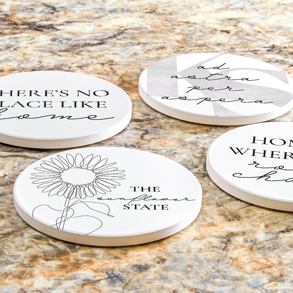 Minimalist B&W Kansas Quotes | Absorbent Coasters | Set of 4 | Min 2