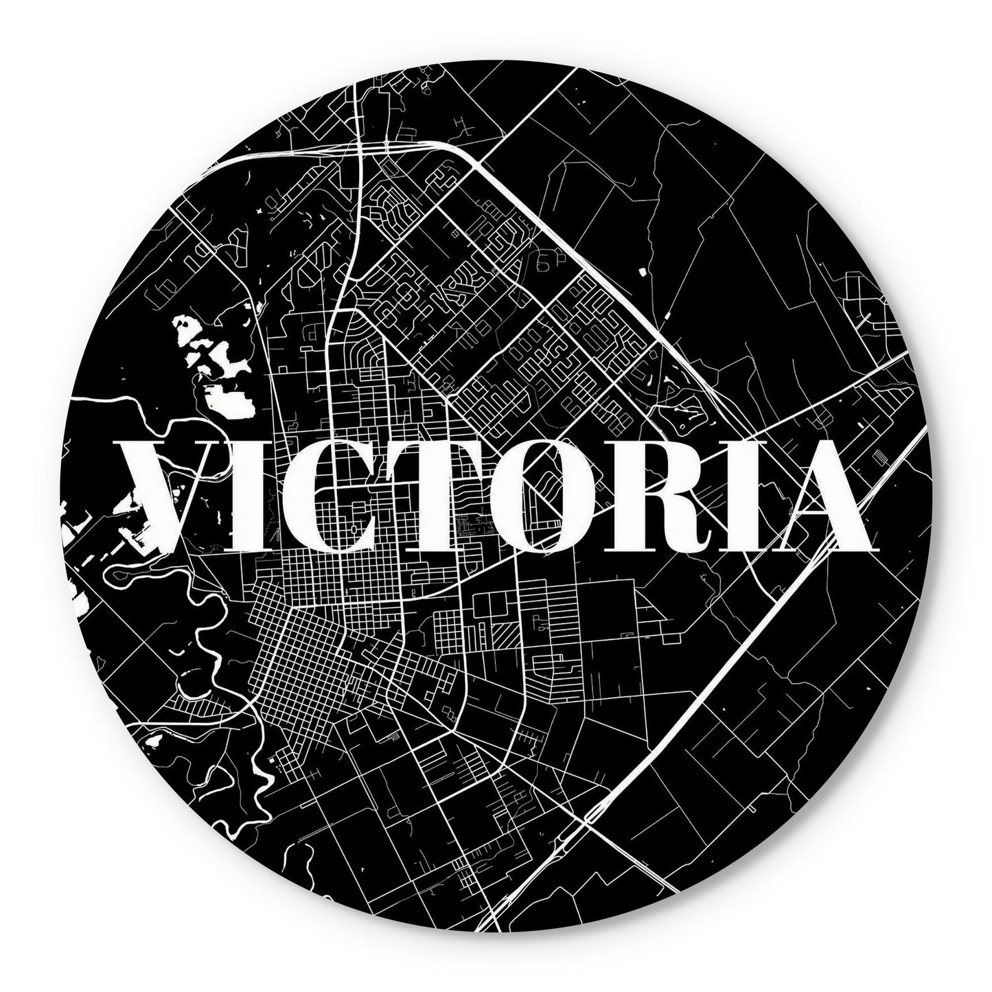 Minimalistic B&W Texas Victoria Map | Wood Sign | Eaches | Min 1