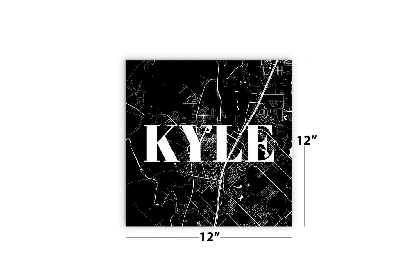 Minimalistic B&W Texas Kyle Map | Wood Sign | Eaches | Min 2