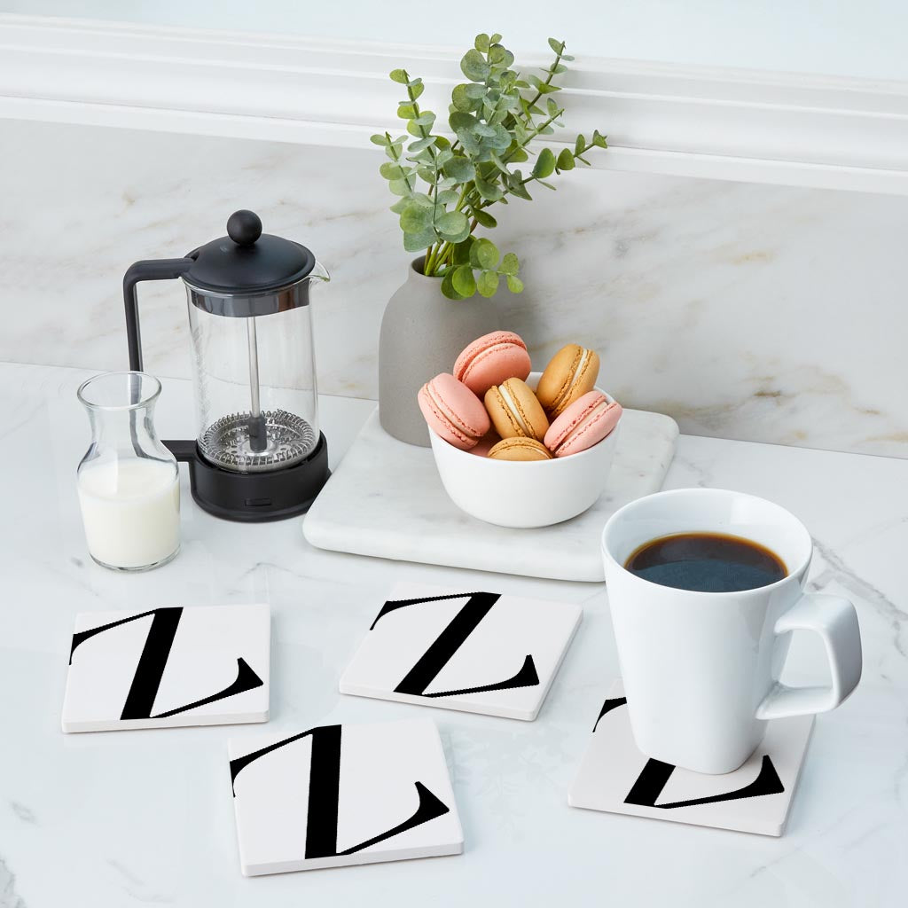 Minimal Monogram Z | Absorbent Coasters | Set of 4 | Min 2