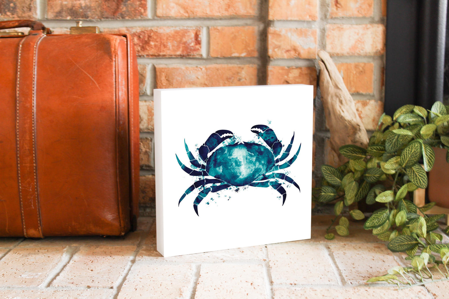 New England Water Color Crab | Wood Block | Eaches | Min 2