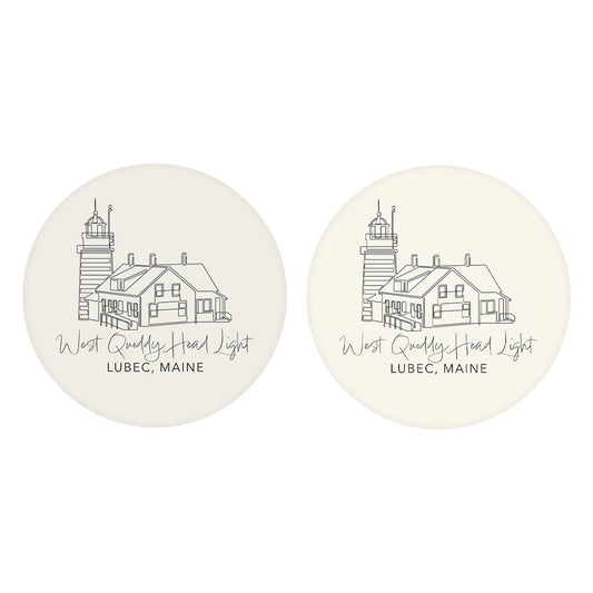 West Quoddy Head Light | Absorbent Car Coasters | Set of 2 | Min 4