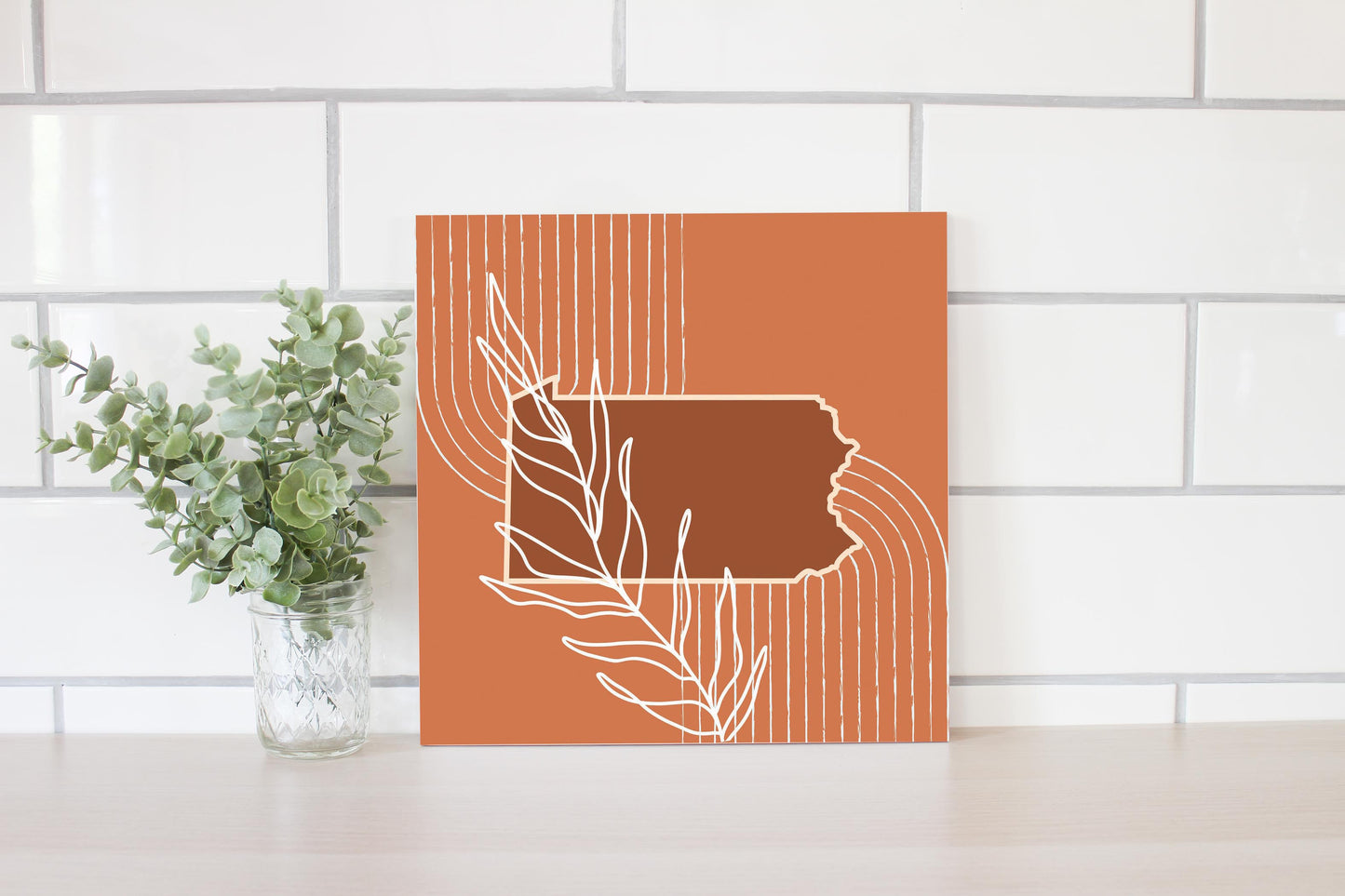 Modern Minimalist Pennsylvania State Leaf | Wood Sign | Eaches | Min 2