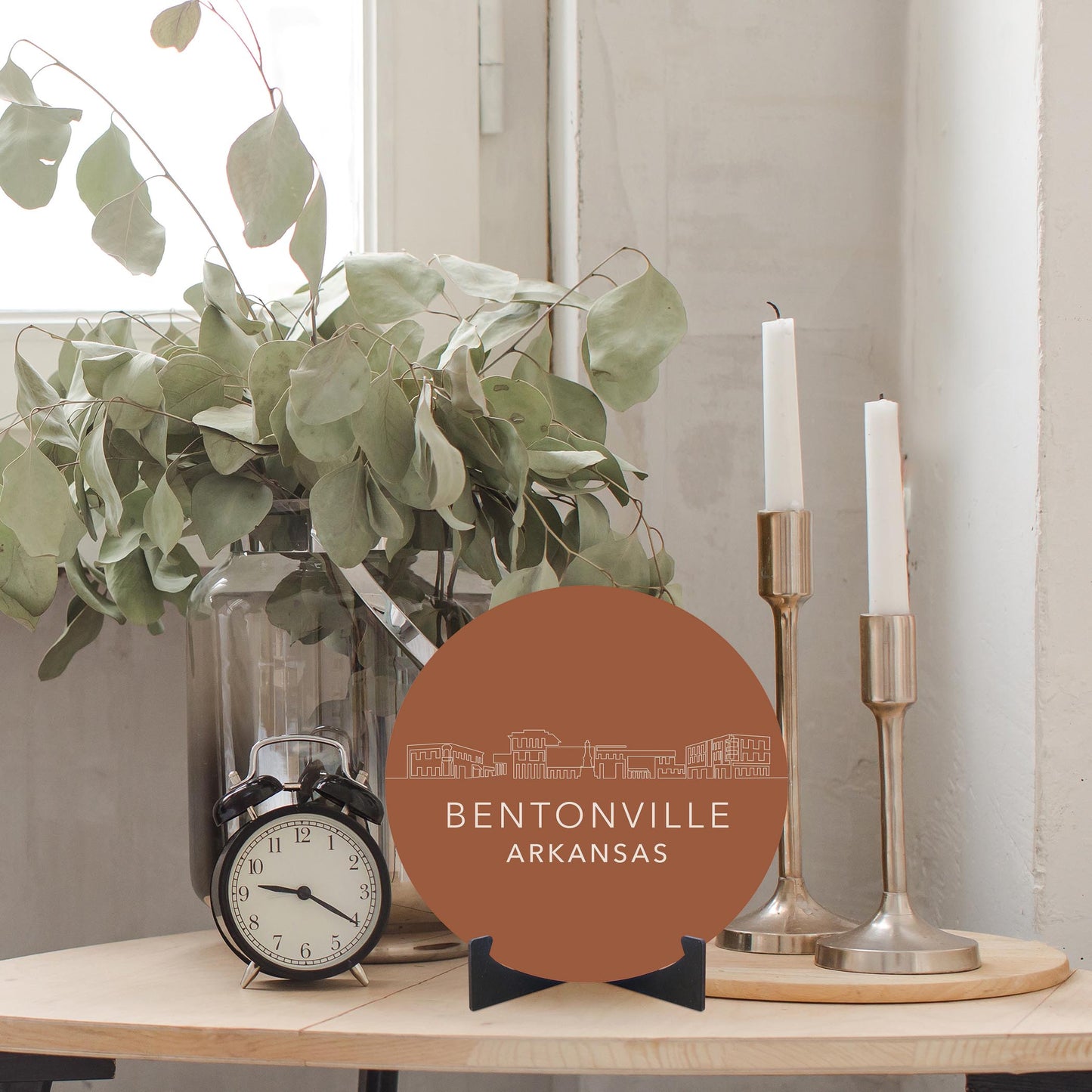 Modern Minimalist Arkansas Bentonville Skyline | Wood Sign | Eaches | Min 1