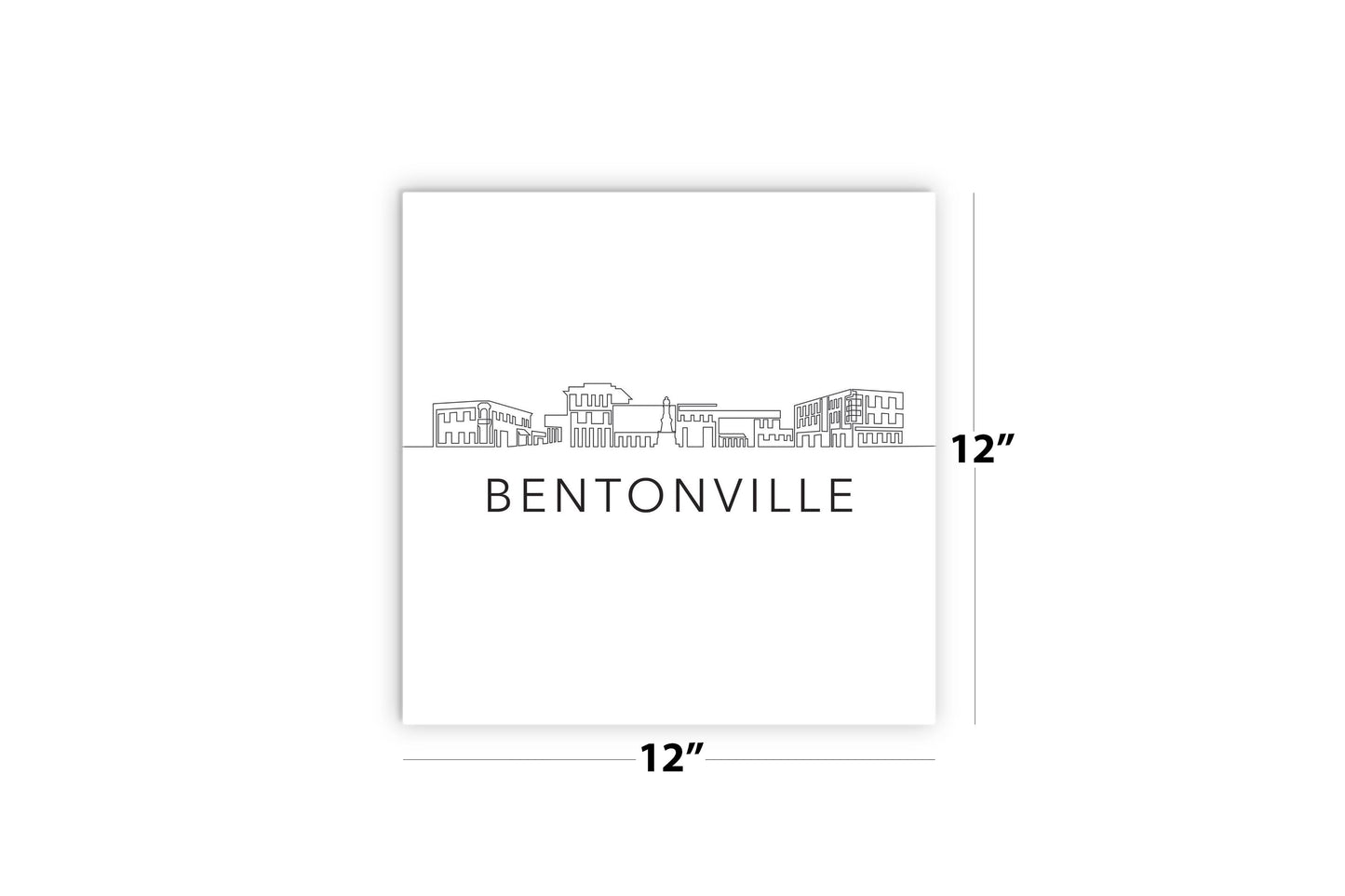 Minimalist B&W Arkansas Bentonville Skyline | Wood Sign | Eaches | Min 2