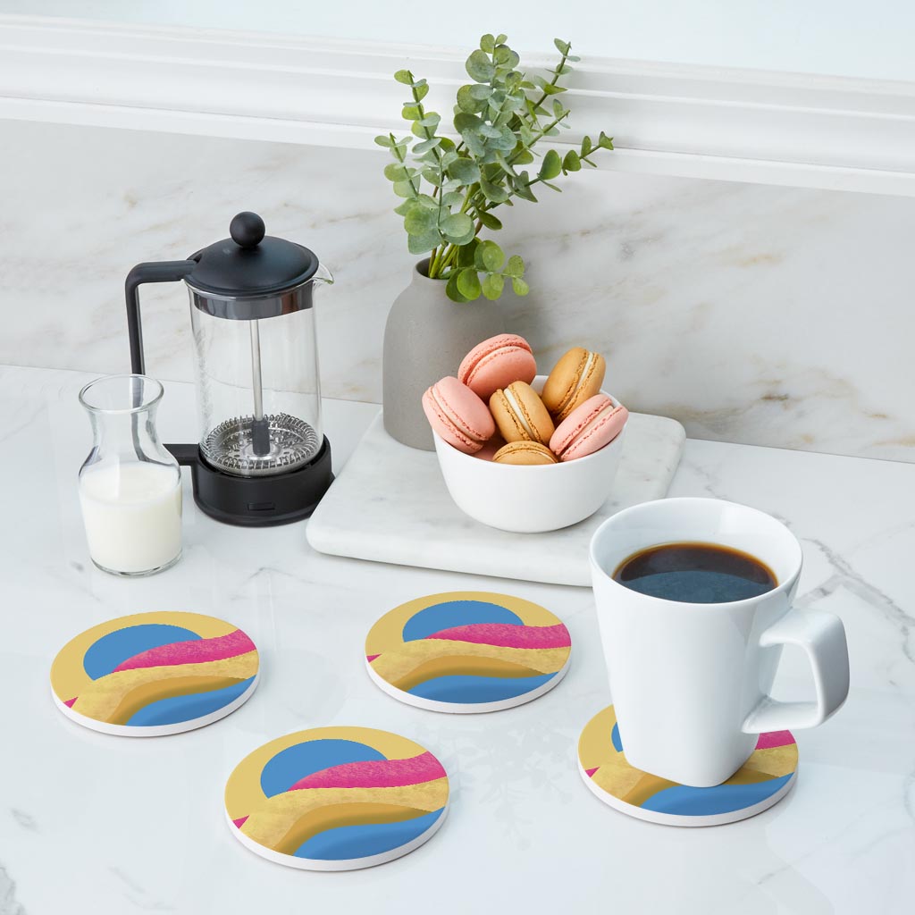 Pansexual Pride Moon Waves| Absorbent Coasters | Set of 4 | Min 2