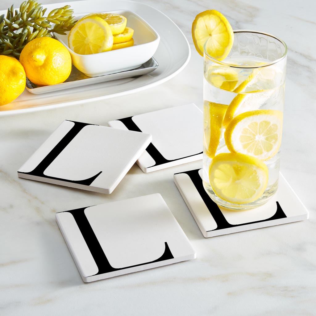 Minimal Monogram L | Absorbent Coasters | Set of 4 | Min 2