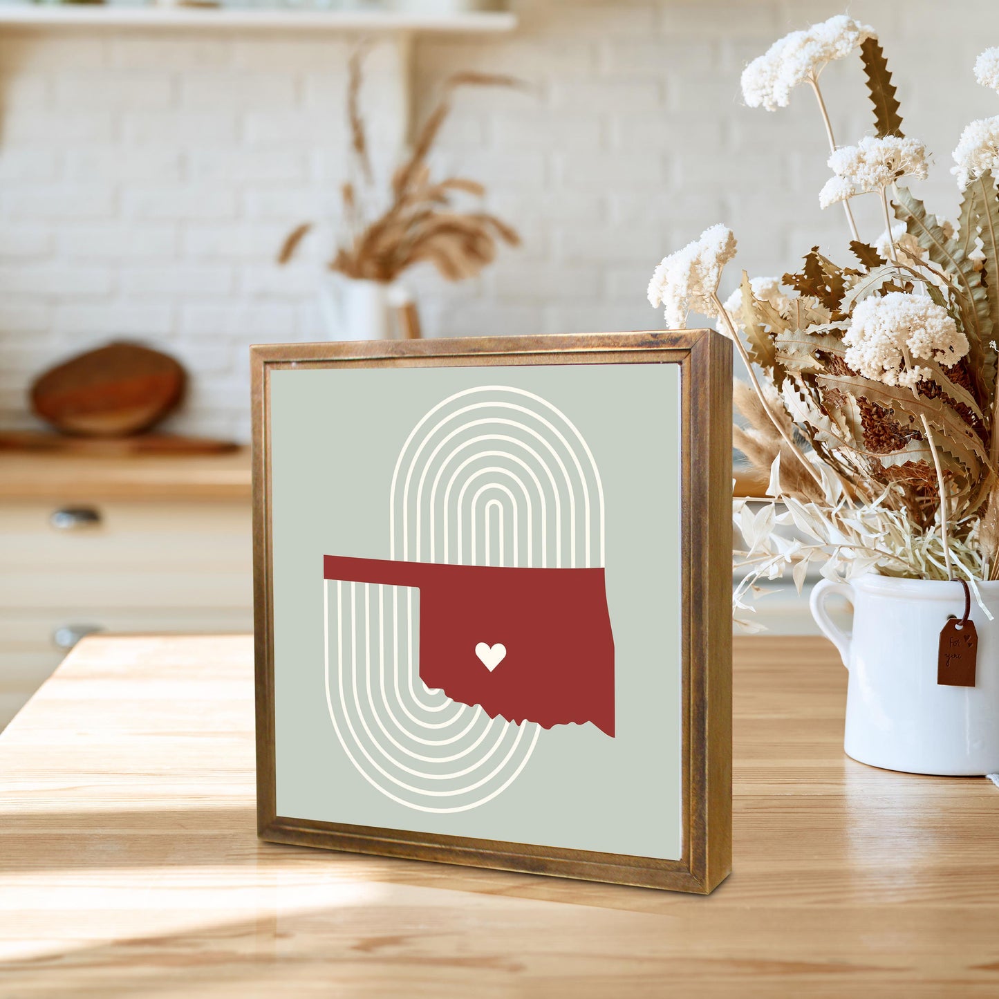 Modern Minimalist Oklahoma Chickasha Heart | Wood Sign | Eaches | Min 1