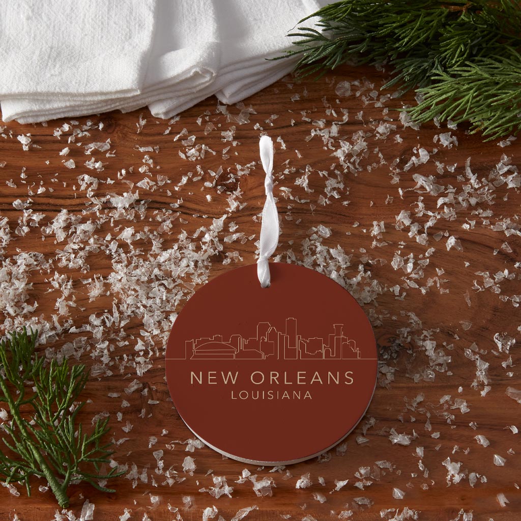 Louisiana Colorful New Orleans Skyline | Wood Ornament | Eaches | Min 6