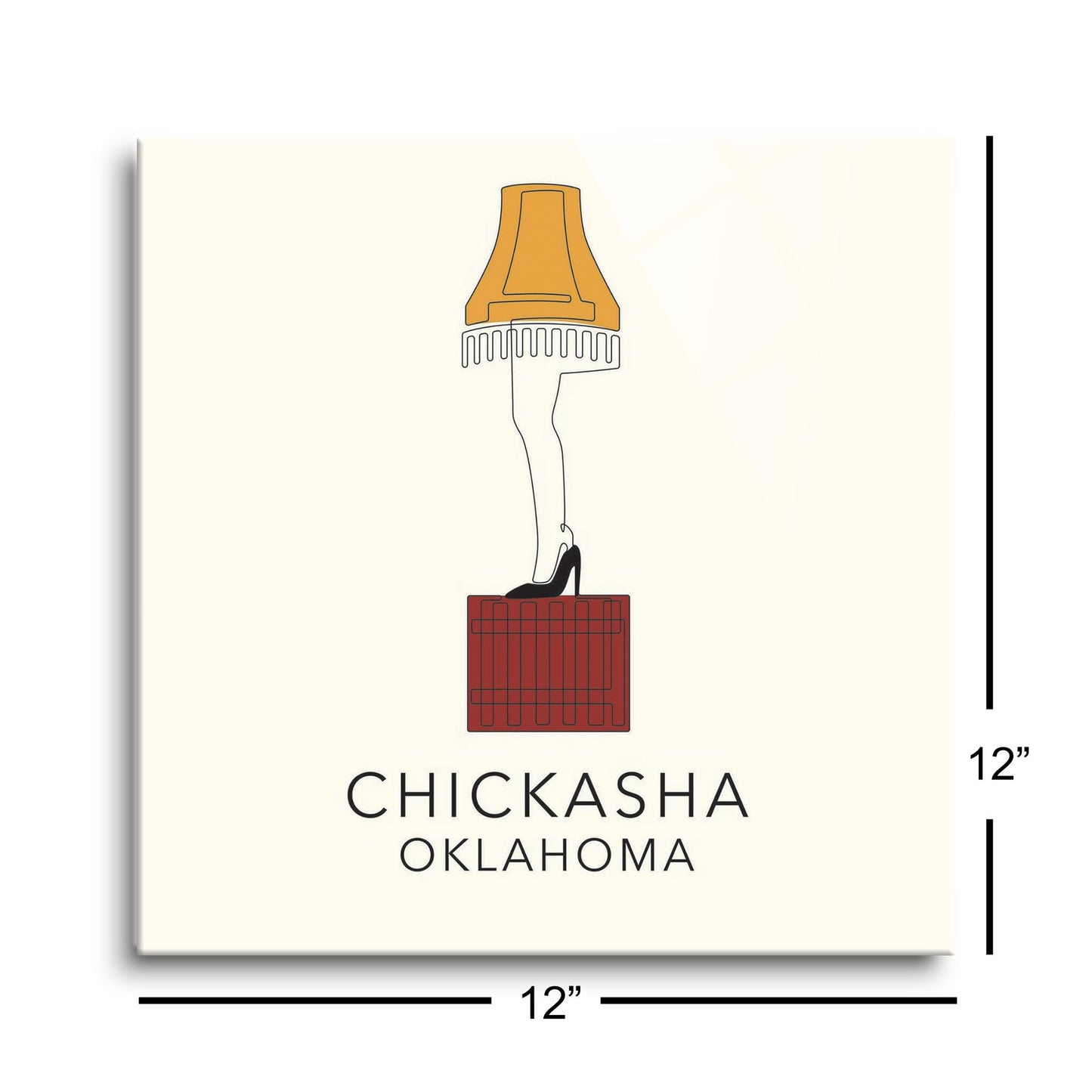 Modern Minimalist Oklahoma Colorful Chickasha Leg Lamp | Hi-Def Glass Art | Eaches | Min 1