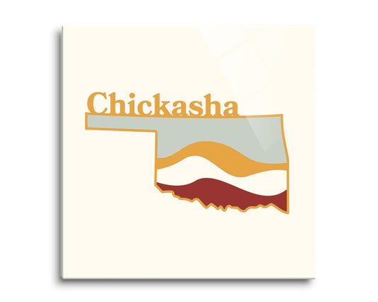 Modern Minimalist Oklahoma State Chickasha | Hi-Def Glass Art | Eaches | Min 2