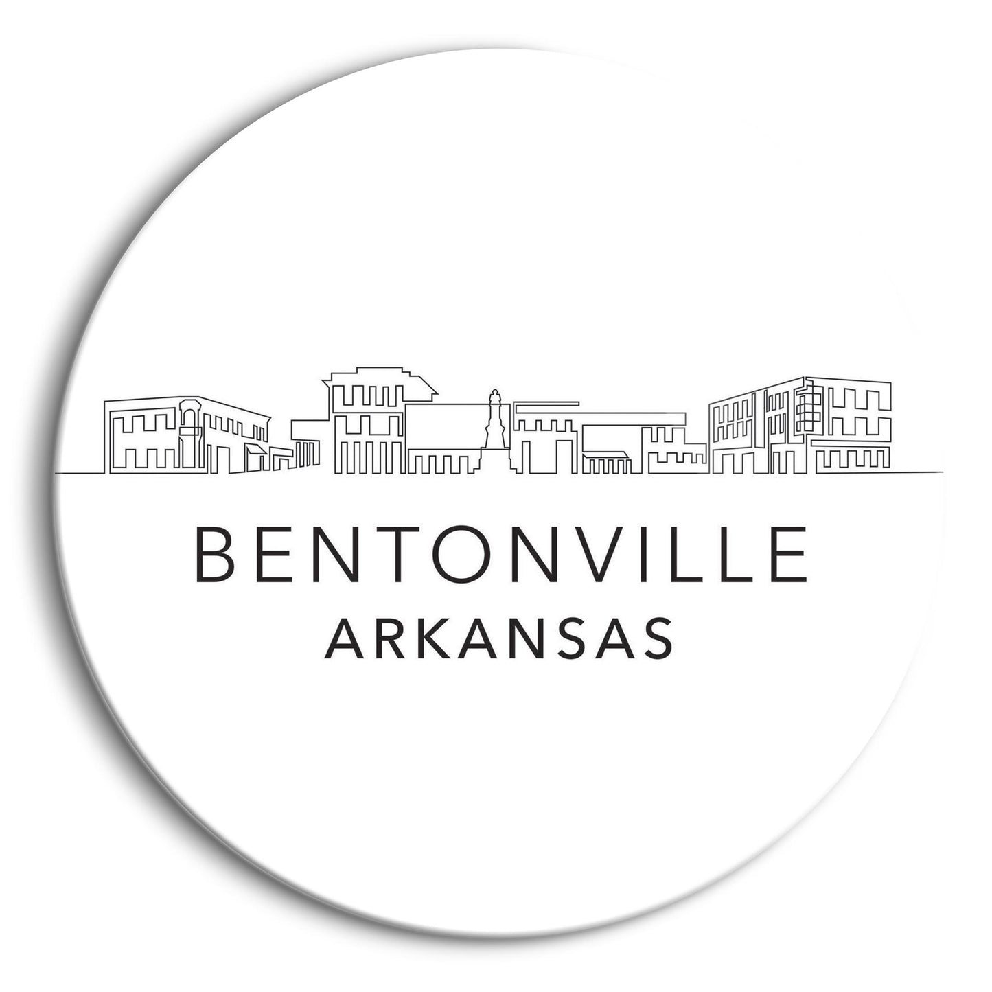 Minimalist B&W Arkansas Bentonville Skyline | Hi-Def Glass Art | Eaches | Min 1