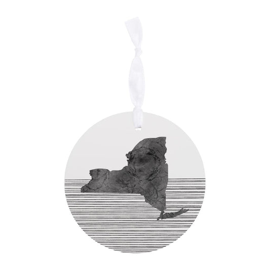 Minimalistic B&W New York Shape Straight Lines | Wood Ornament | Eaches | Min 6