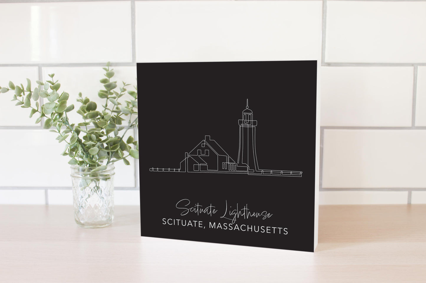 Black Scituate Lighthouse | Wood Block | Eaches | Min 2