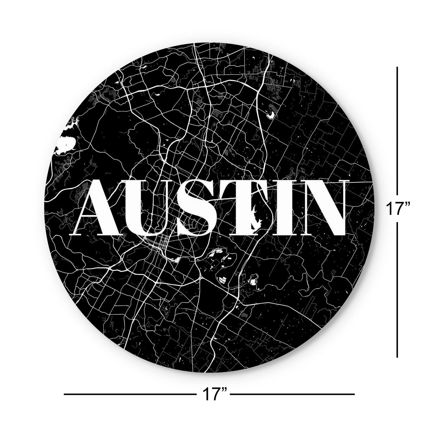 Minimalistic B&W Texas Austin Map | Wood Sign | Eaches | Min 1