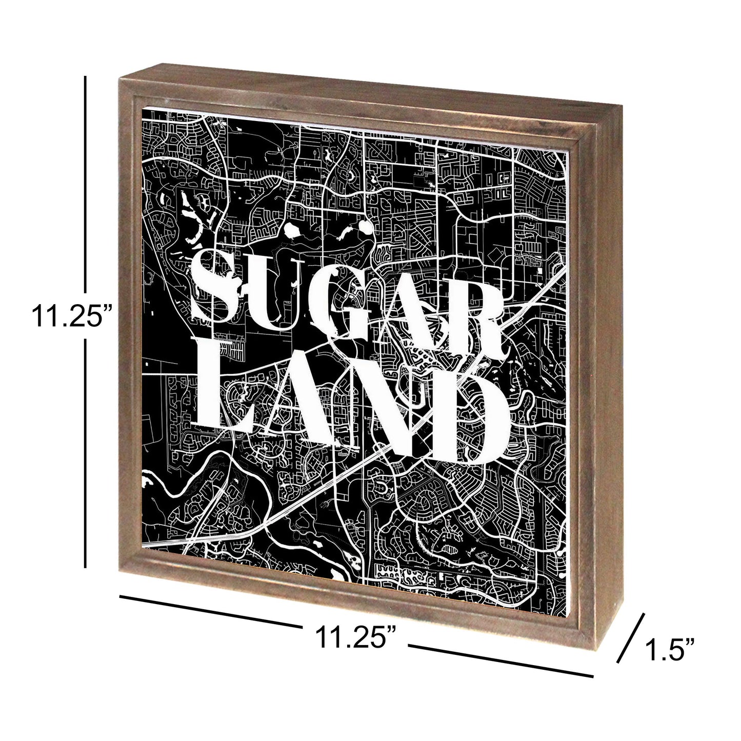 Minimalistic B&W Texas Sugarland Map | Wood Sign | Eaches | Min 1