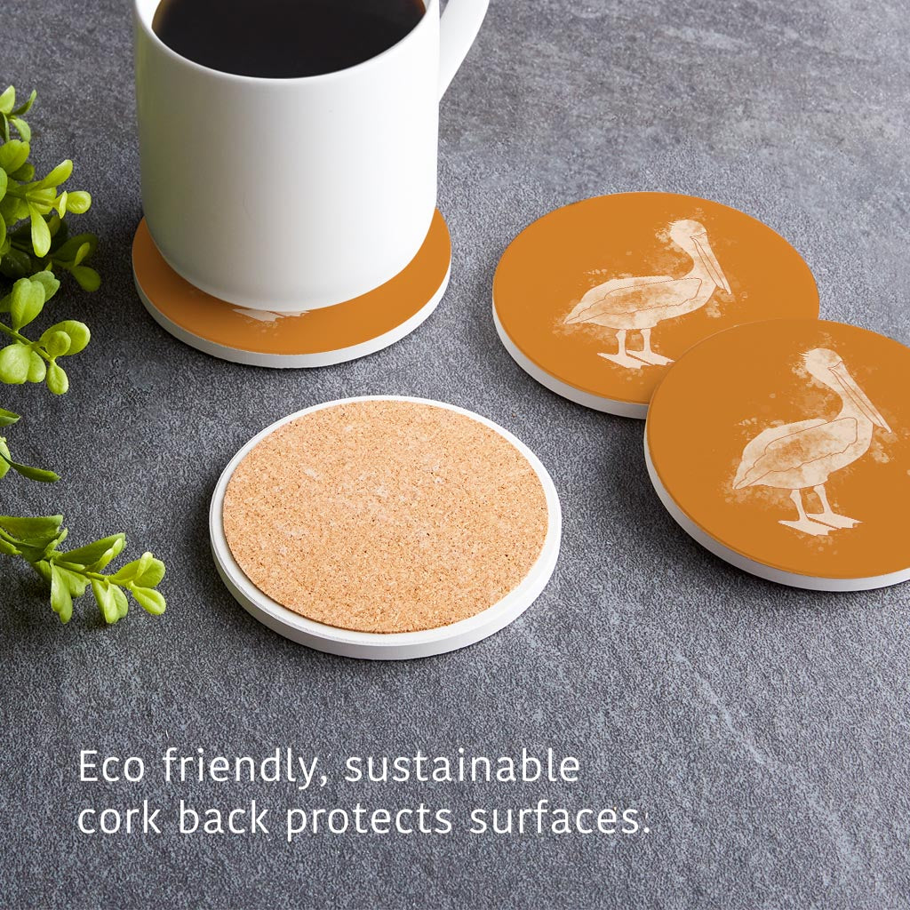 Modern Minimalist Louisiana Pelican Water Color | Absorbent Coasters | Set of 4 | Min 2