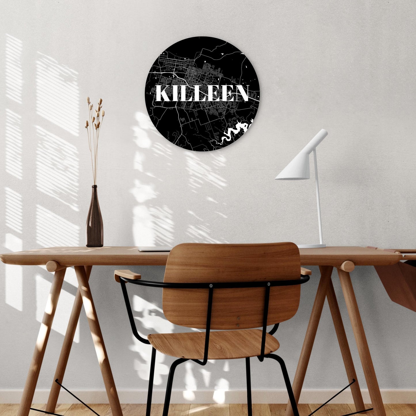 Minimalistic B&W Texas Killeen Map | Wood Sign | Eaches | Min 1