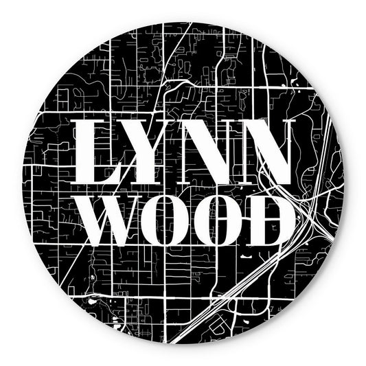 Minimalistic B&W Washington Lynnwood Map | Wood Sign | Eaches | Min 1