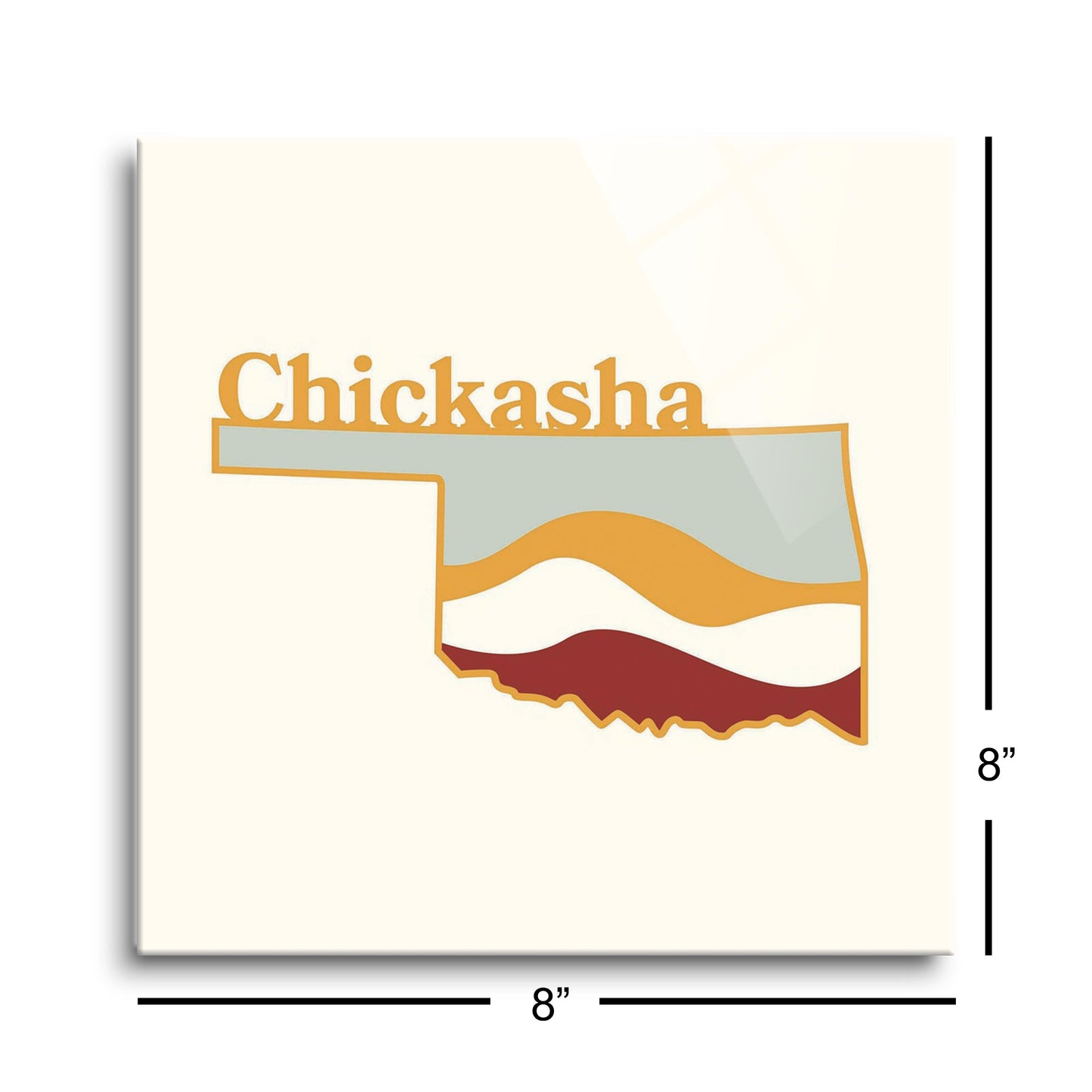 Modern Minimalist Oklahoma State Chickasha | Hi-Def Glass Art | Eaches | Min 2