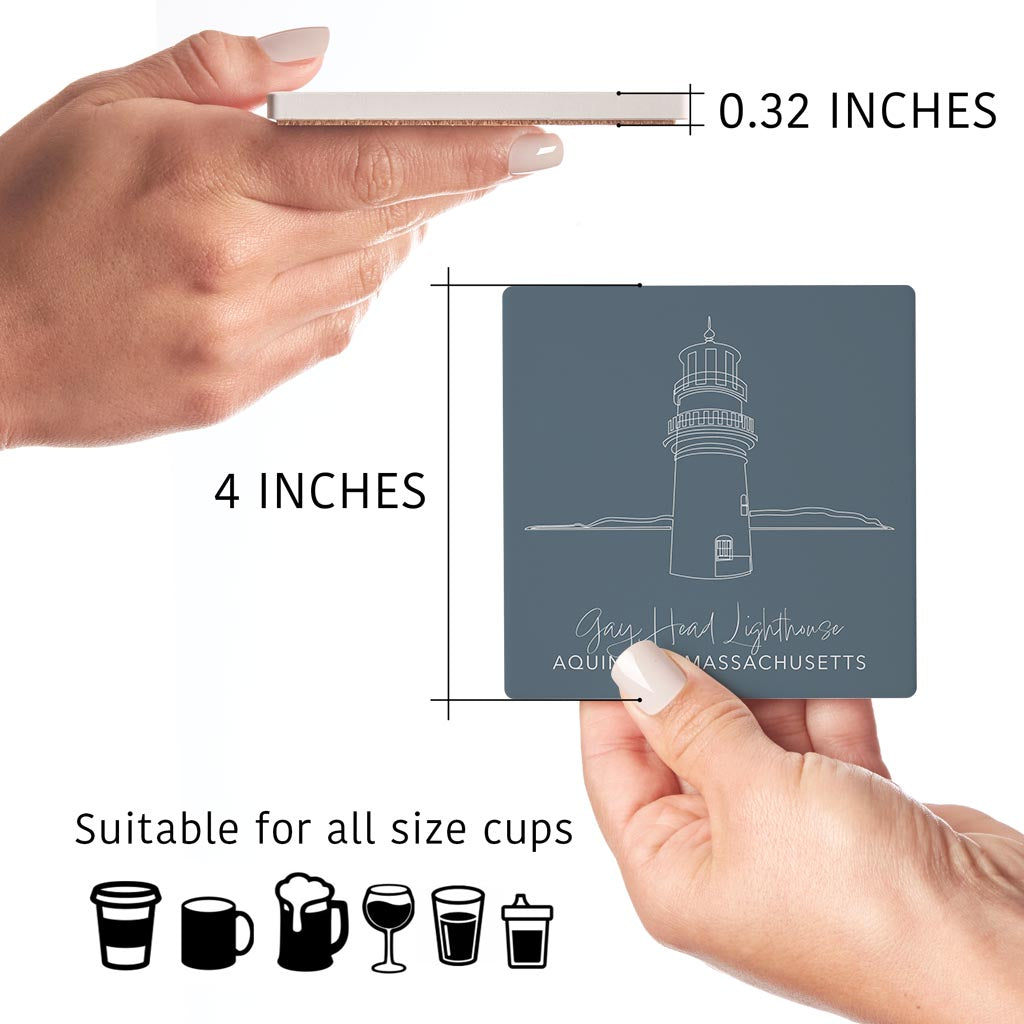 Gay Head Lighthouse Muted Coastal| Absorbent Coasters | Set of 4 | Min 2