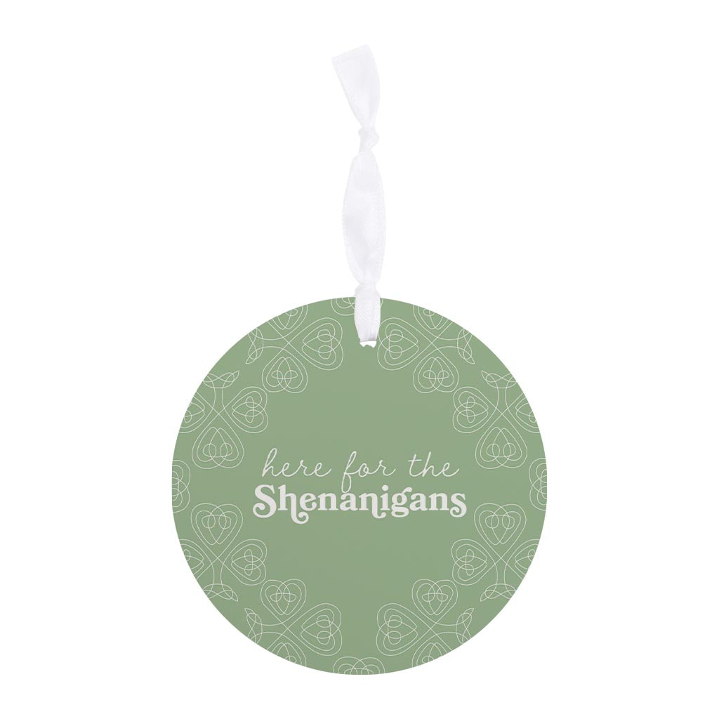 Sage Green Shamrock Here For The Shenanigans| Wood Ornament | Eaches | Min 6