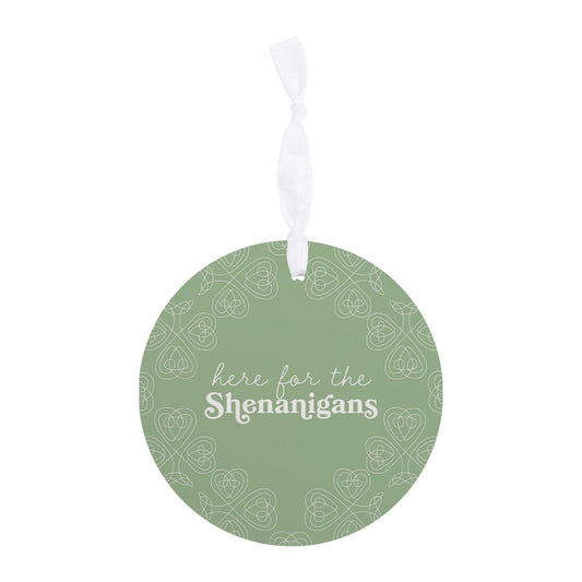 Sage Green Shamrock Here For The Shenanigans| Wood Ornament | Eaches | Min 6