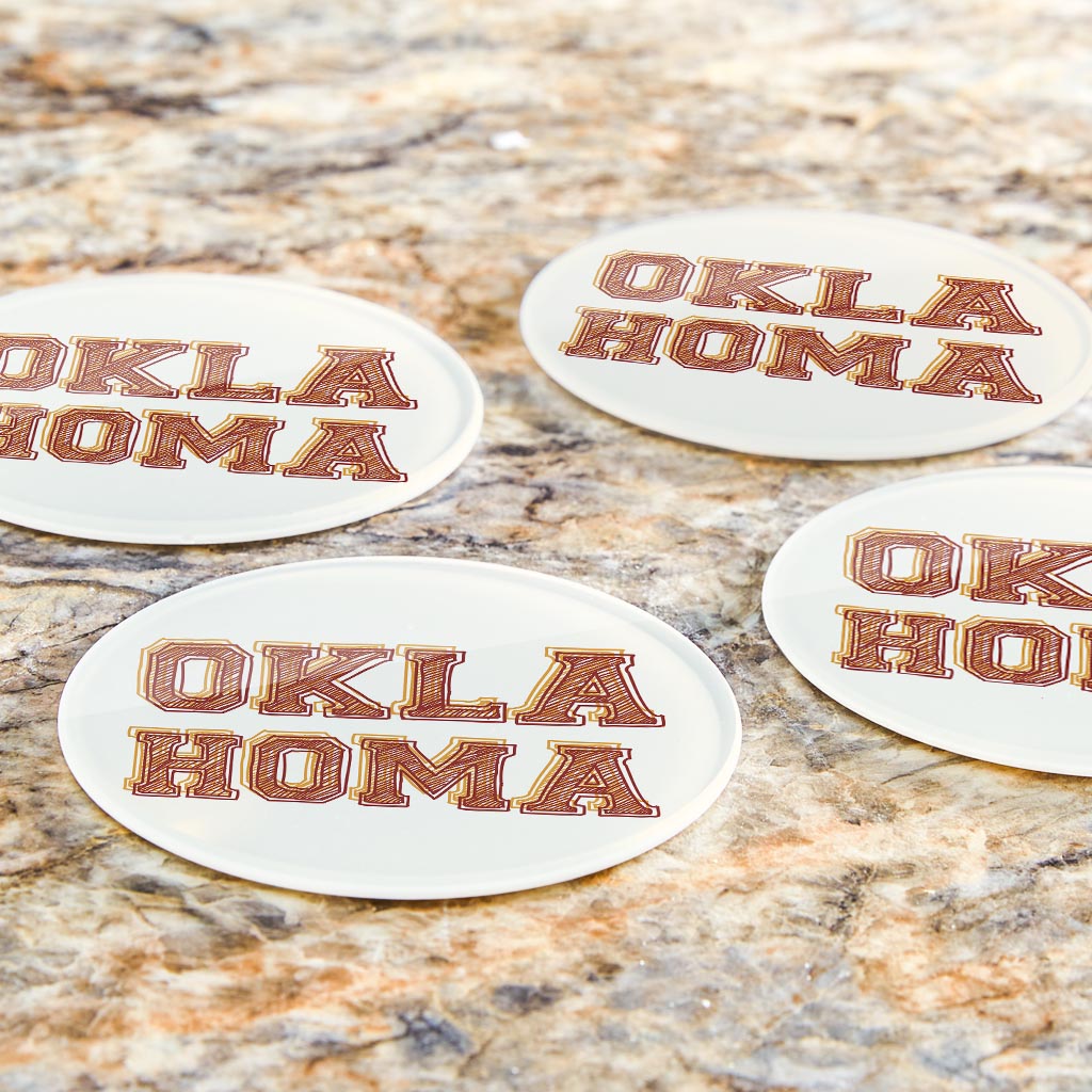 Modern Minimalist Oklahoma | Hi-Def Glass Coasters | Set of 4 | Min 2