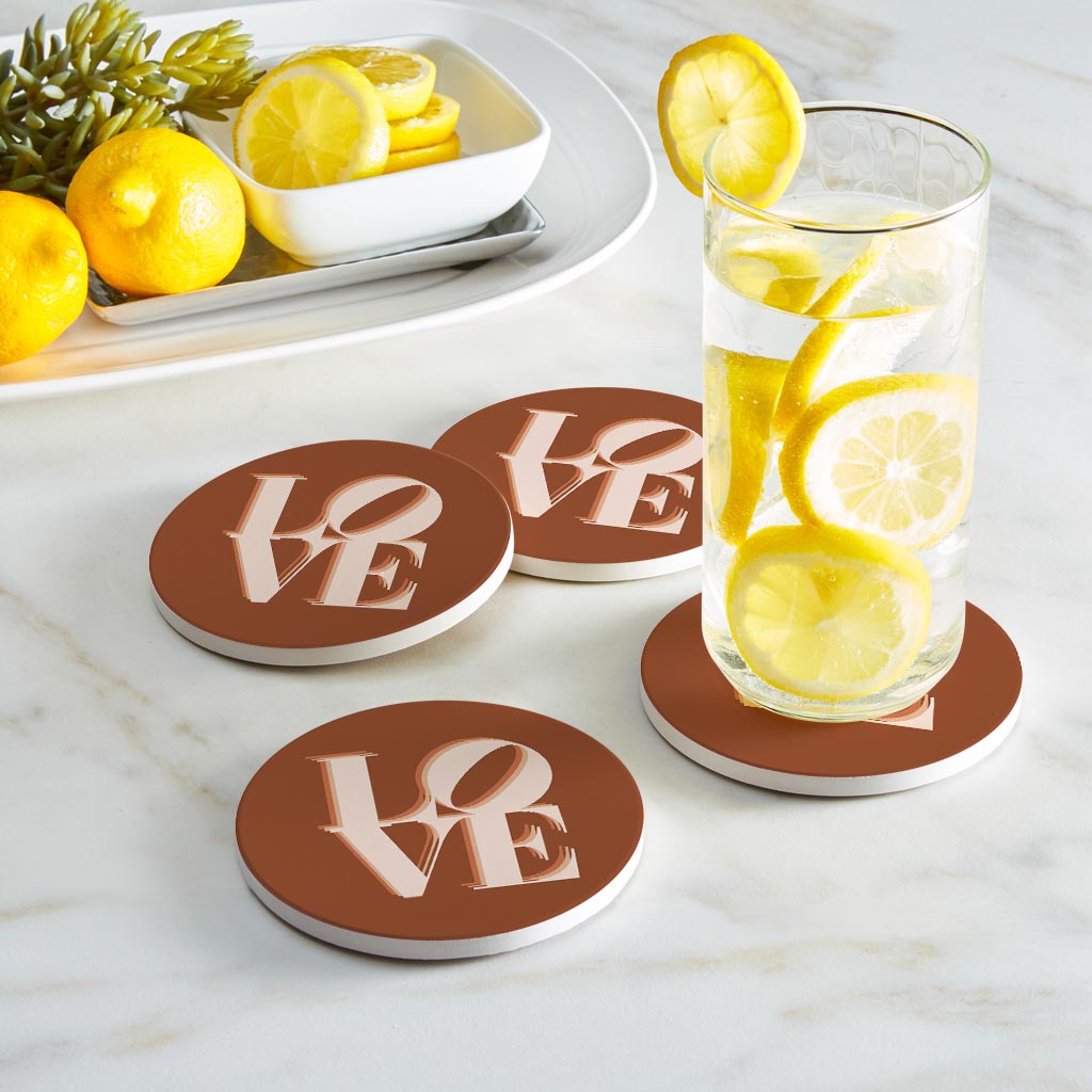 Modern Minimalist Pennsylvania Love Dark | Absorbent Coasters | Set of 4 | Min 2