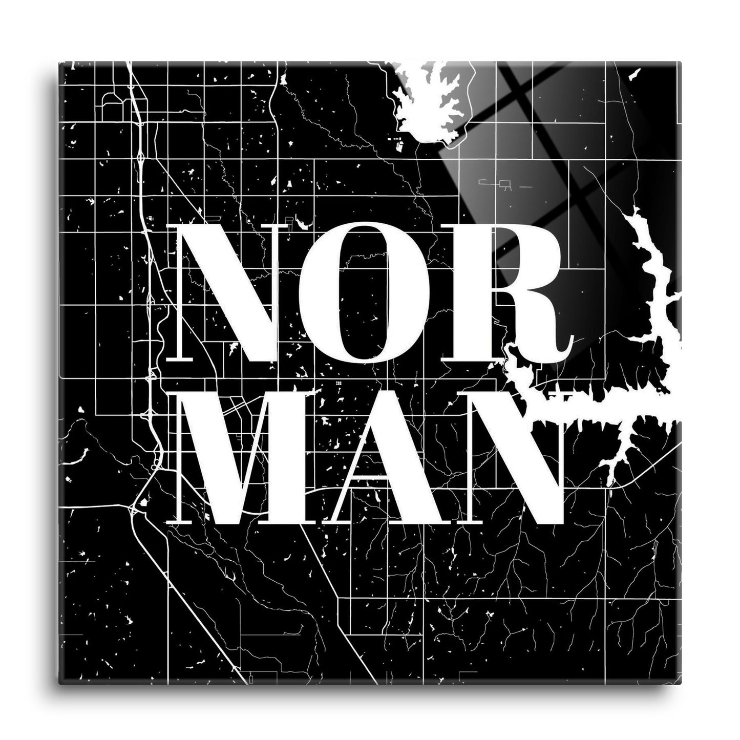 Modern Oklahoma Norman Map | Hi-Def Glass Art | Eaches | Min 1