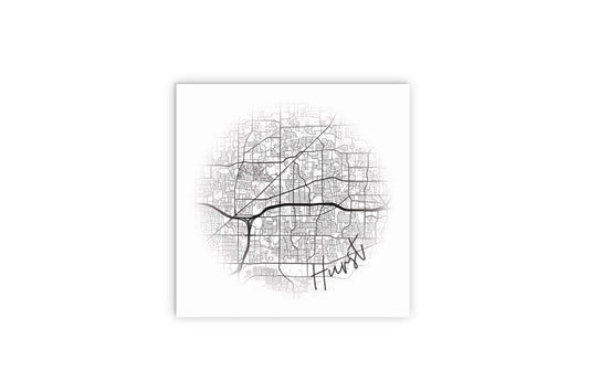 Minimalistic B&W Texas Hurst Circle Map | Wood Sign | Eaches | Min 2