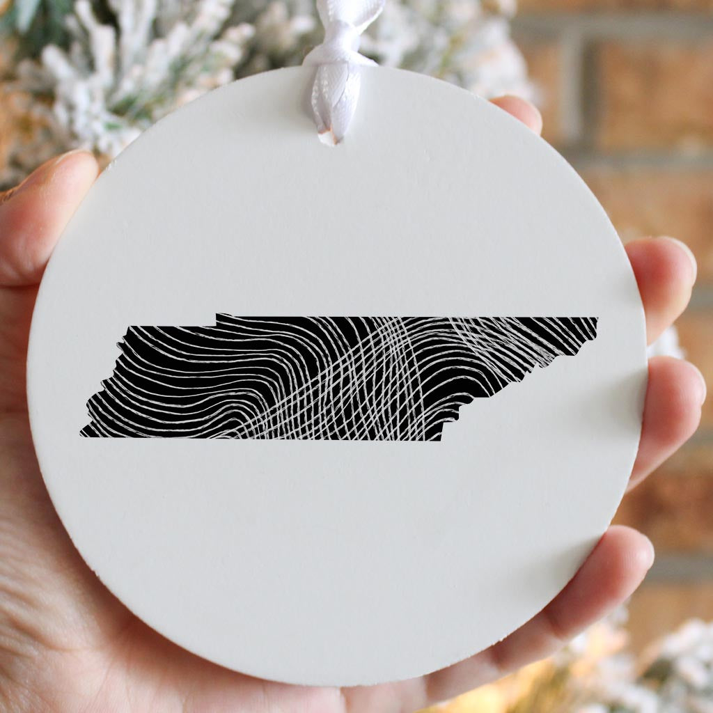 Minimalist B&W Tennessee State Shape | Wood Ornament | Eaches | Min 6