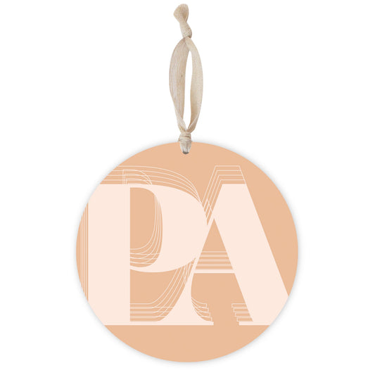 Modern Minimalist Pennsylvania Pa Initials Light | Wood Ornament | Eaches | Min 1