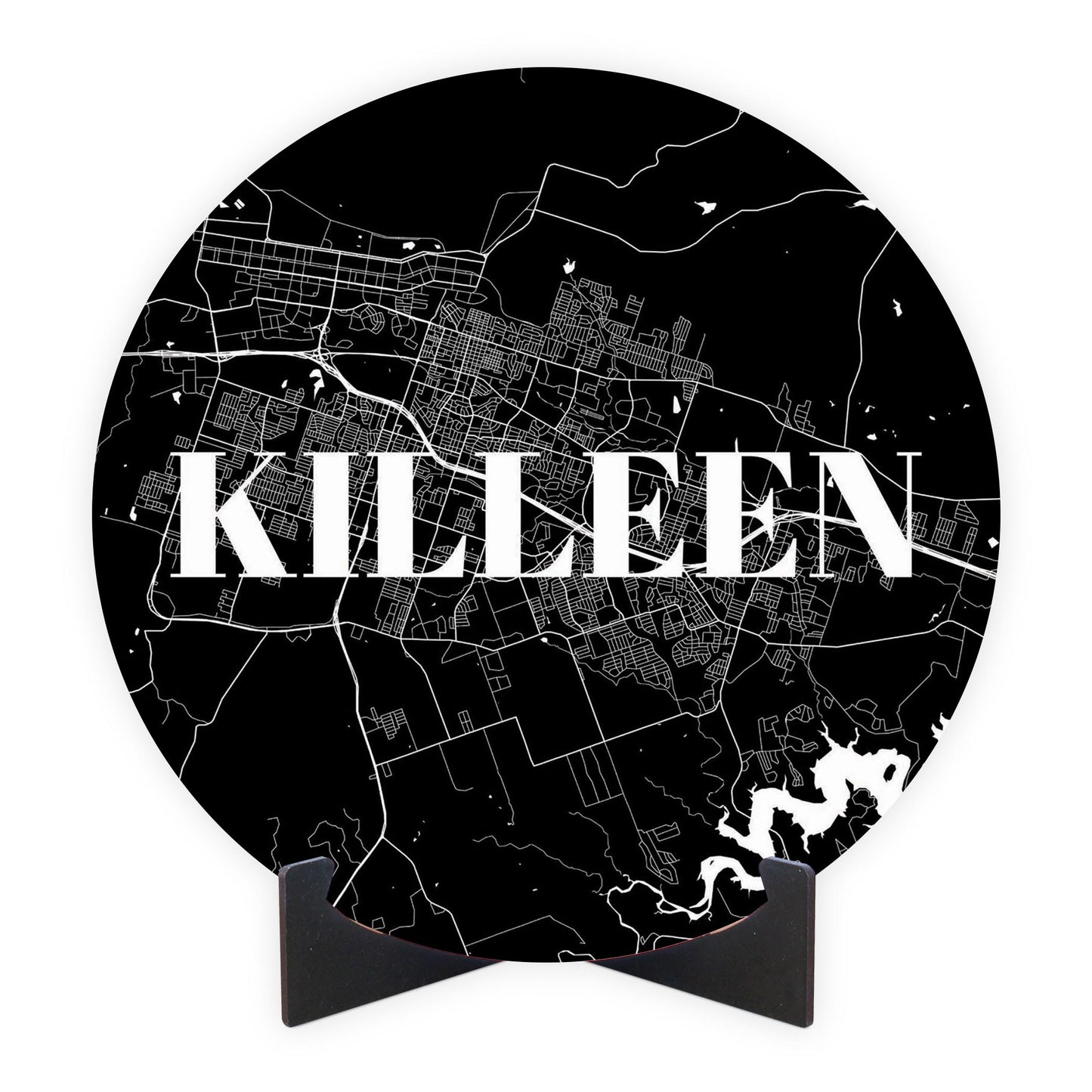 Minimalistic B&W Texas Killeen Map | Wood Sign | Eaches | Min 1