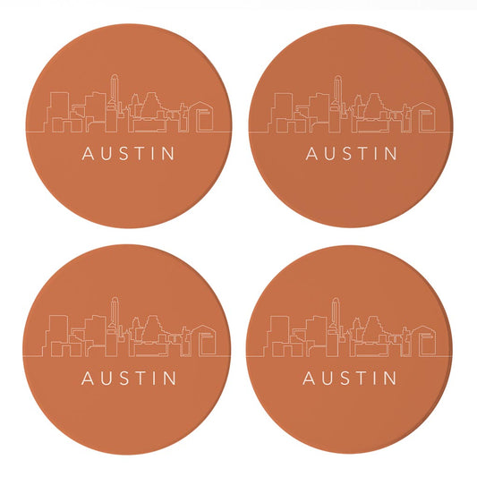 Modern Minimalist Texas Austin Skyline | Absorbent Coasters | Set of 4 | Min 2