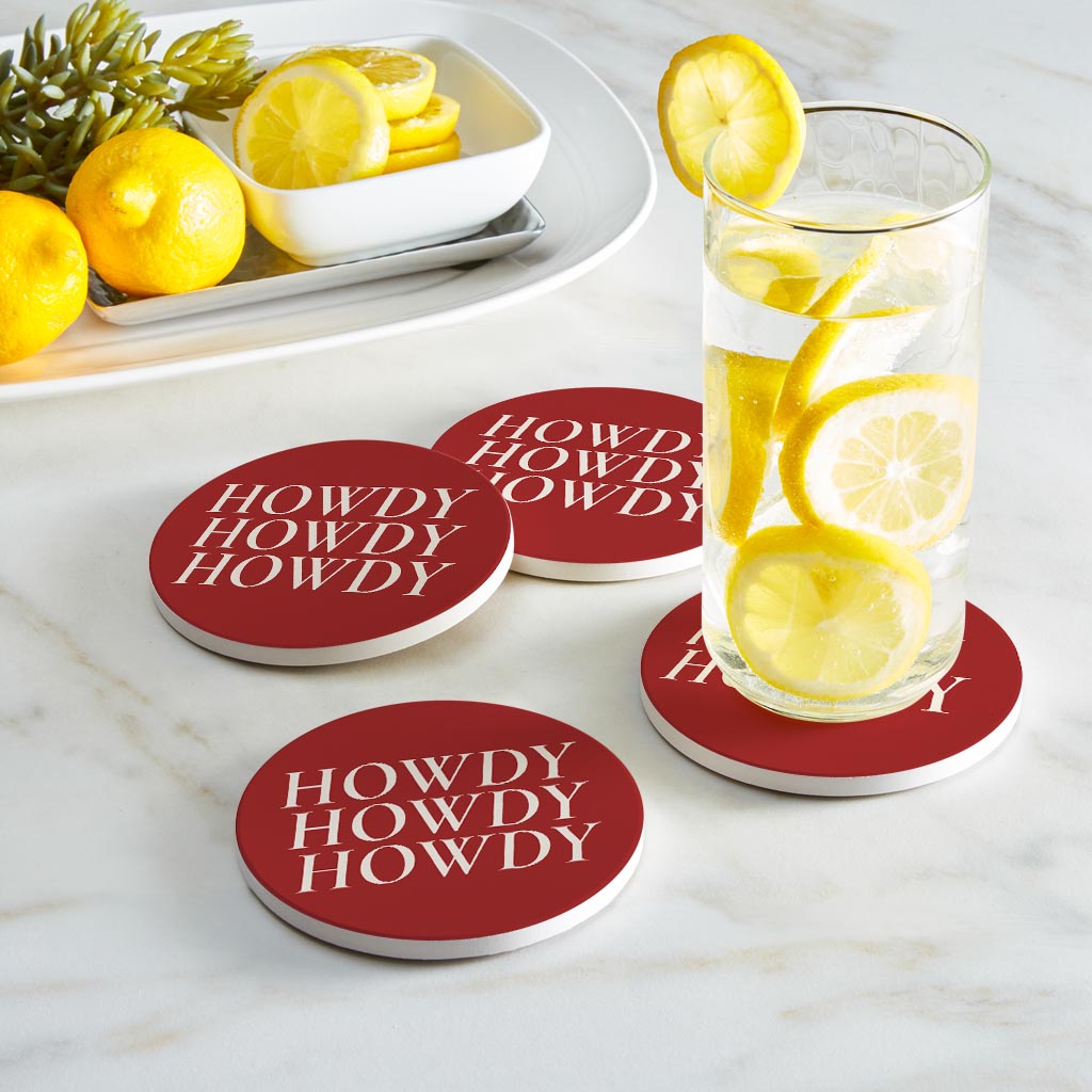 Modern Minimalist Texas Colors Howdy | Absorbent Coasters | Set of 4 | Min 2