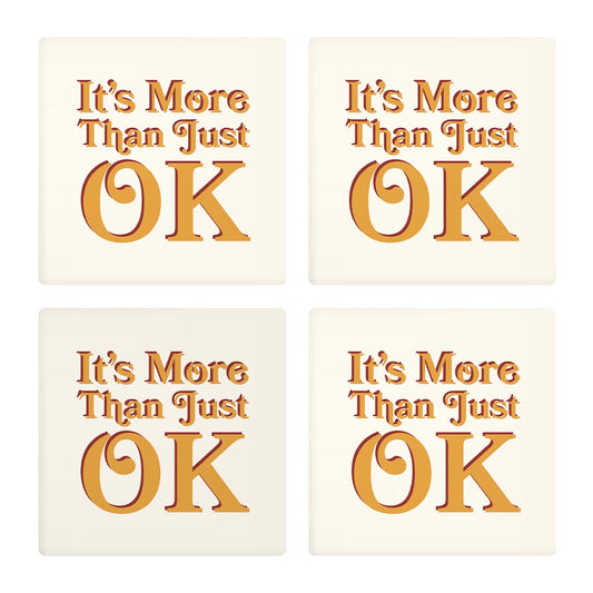 Modern Minimalist Oklahoma More Than Just Ok | Absorbent Coasters | Set of 4 | Min 2