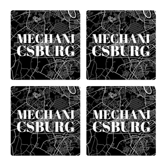 Minimalistic B&W Pennsylvania Mechanicsburg Map | Absorbent Coasters | Set of 4 | Min 2