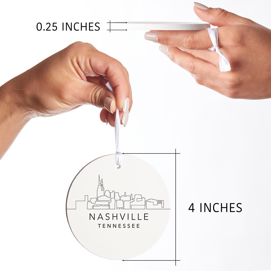 Minimalist B&W Tennessee Nashville Skyline | Wood Ornament | Eaches | Min 6