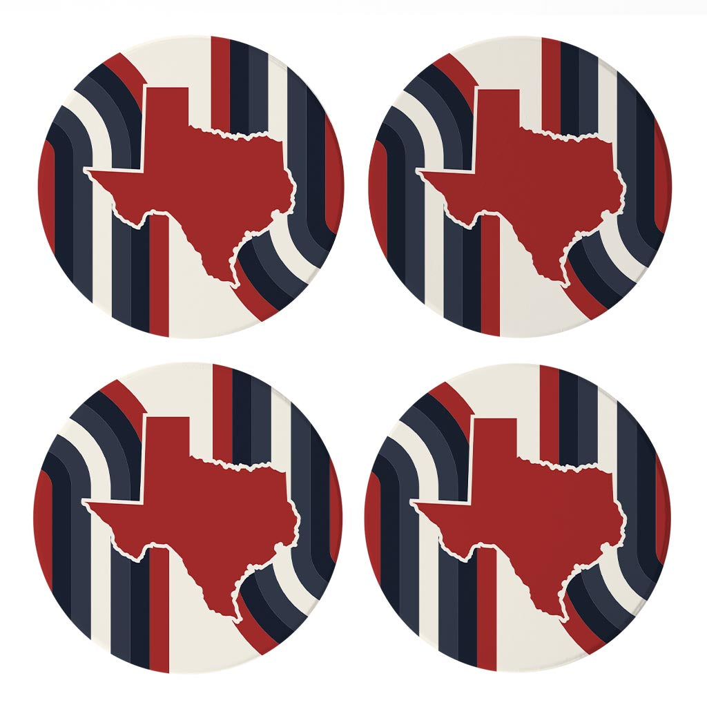 Modern Minimalist Texas Colors Retro Shape | Absorbent Coasters | Set of 4 | Min 2