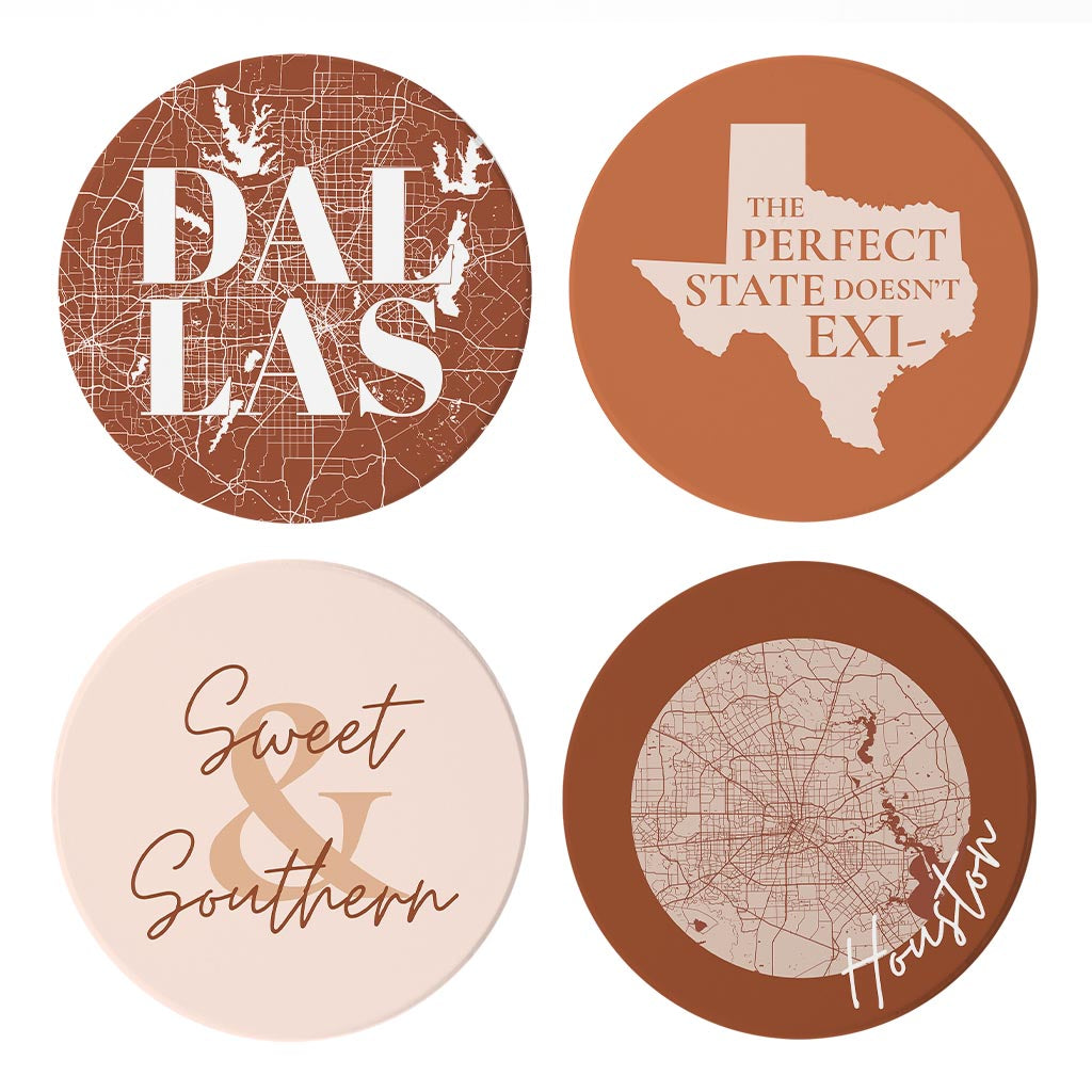 Modern Minimalist Texas Set | Absorbent Coasters | Set of 4 | Min 2