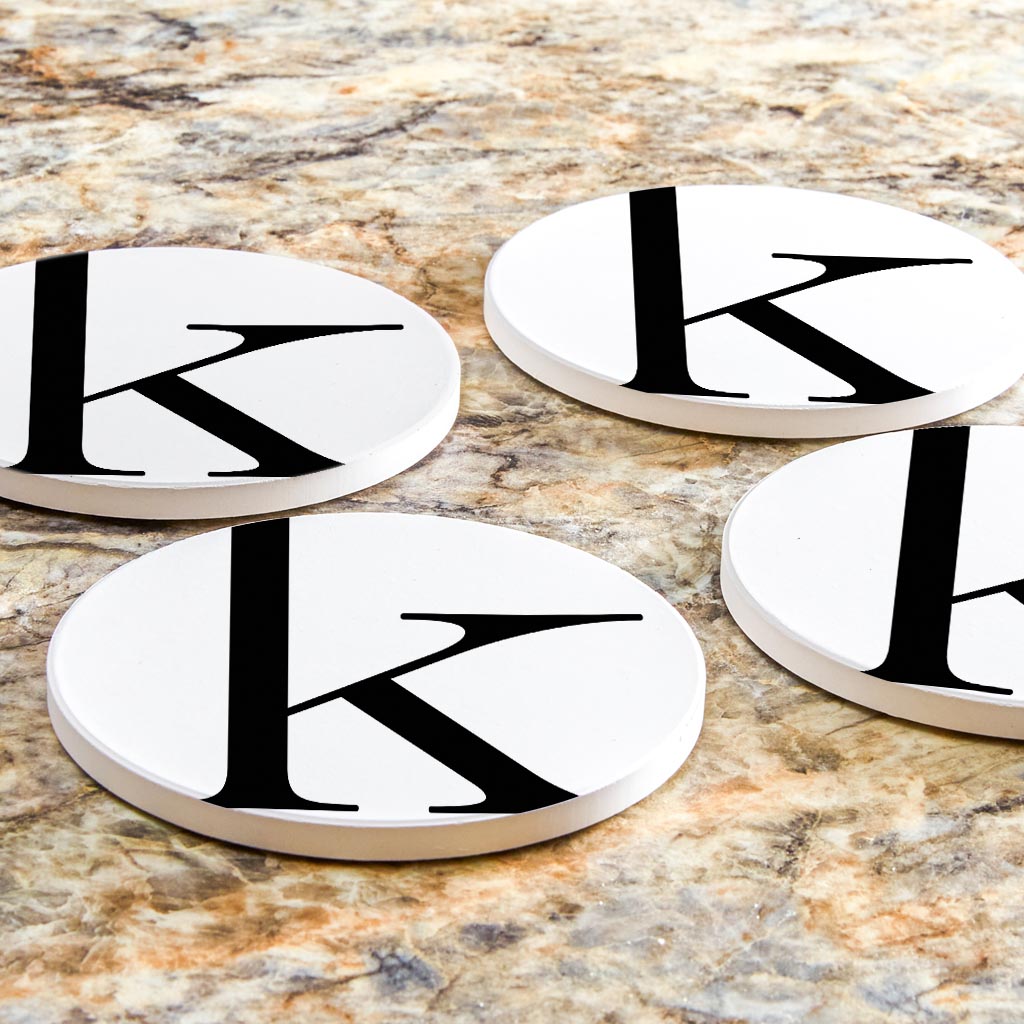 Minimalist Monogram K Circle | Absorbent Coasters | Set of 4 | Min 2