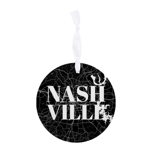 Minimalist B&W Tennessee Nashville Map | Wood Ornament | Eaches | Min 6