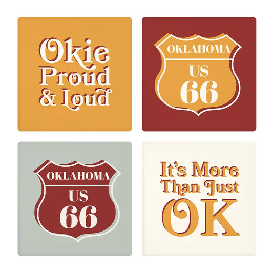 Modern Minimalist Oklahoma Set | Absorbent Coasters | Set of 4 | Min 2